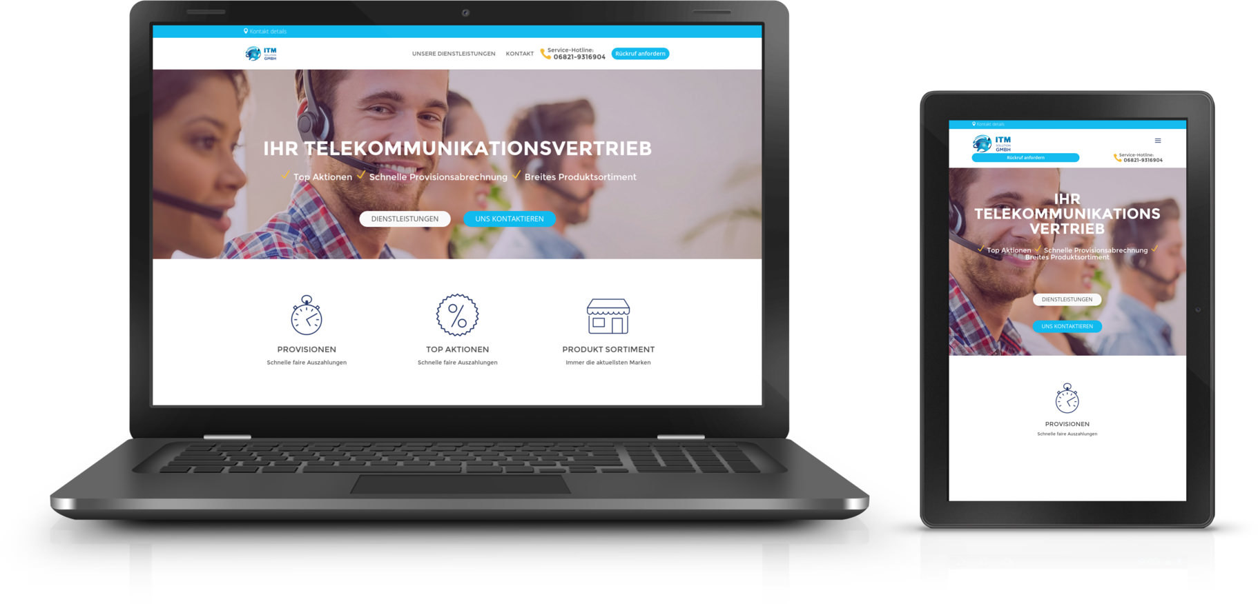 Seite der ITM-Solution.de geöffnet auf Laptop und Smartphone Seite der ITM-Solution.de geöffnet auf Laptop und Smartphone