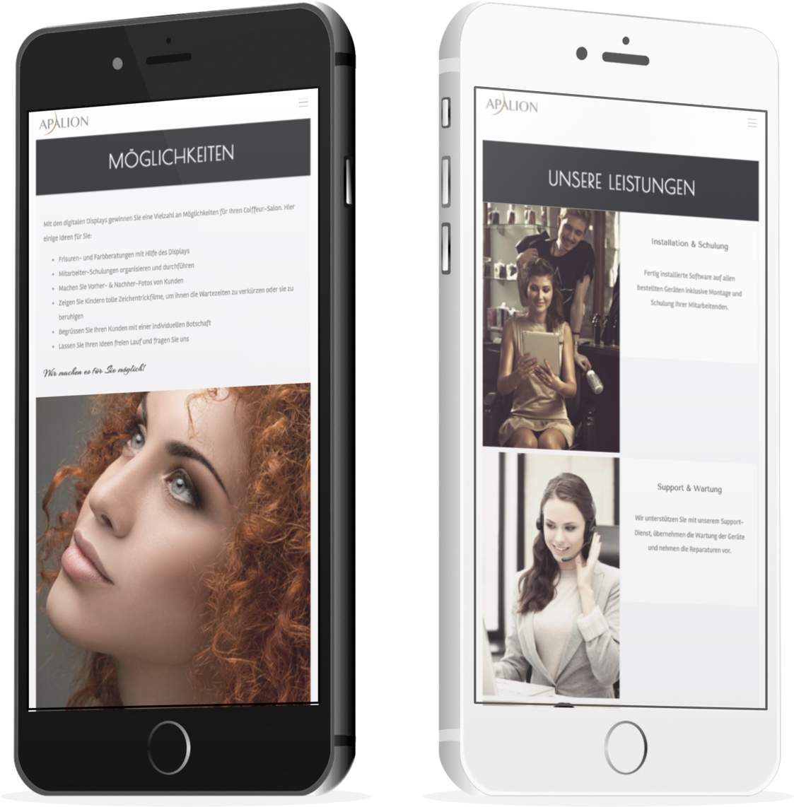 Ein wunderbares Beispiel für mobile Appentwicklung und hervorragendes Design aus der Schwyz. Dargestellt ist die mobile Ansicht der Webseite salon-marketing.org