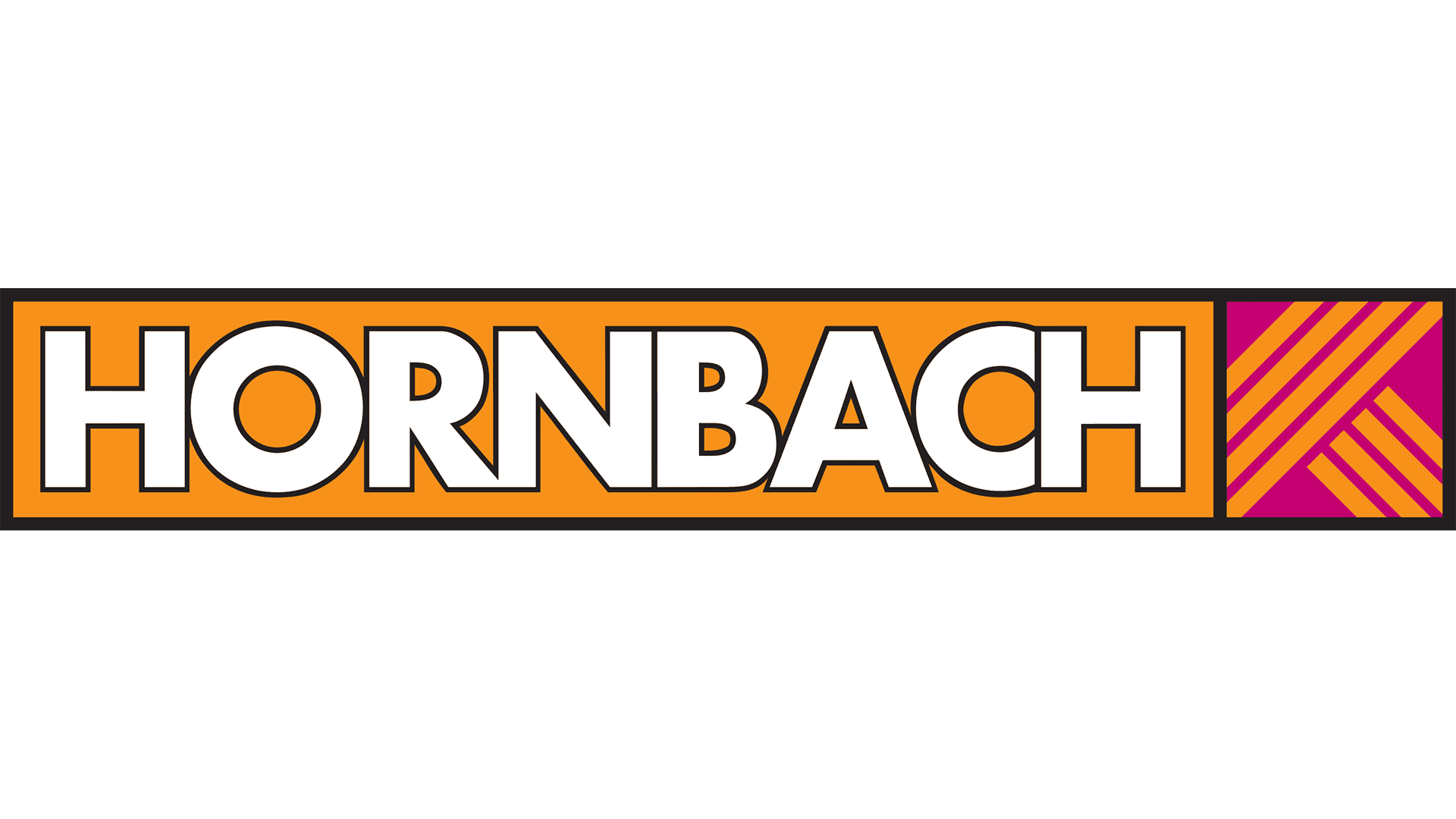 HORNBACH Logo in Orange mit grafischem Symbol für Baumarkt, Heimwerken und Bauprojekte