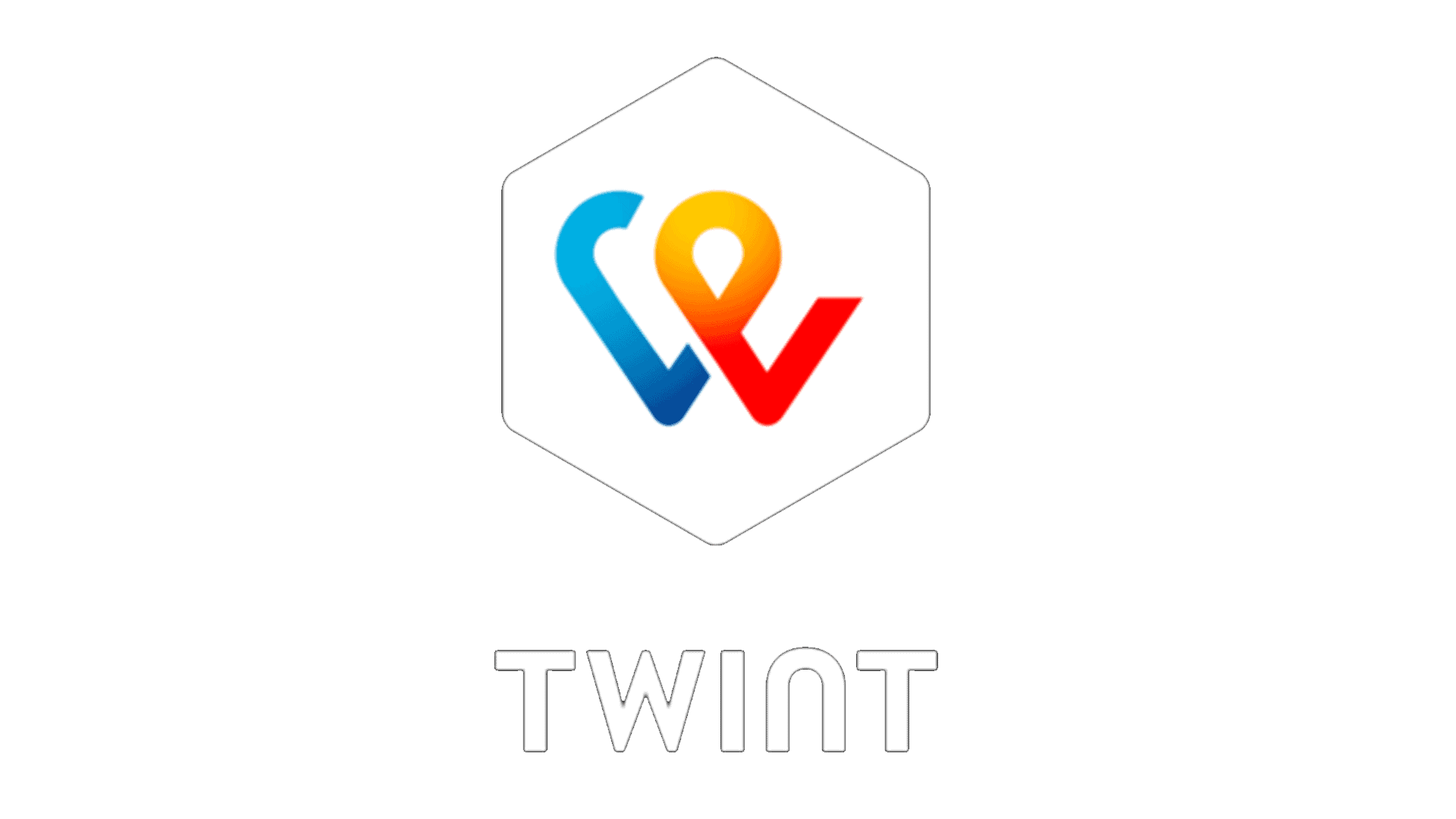 TWINT Logo mit Farbverlauf auf sechseckigem Hintergrund – Schweizer Mobile-Payment-Anbieter